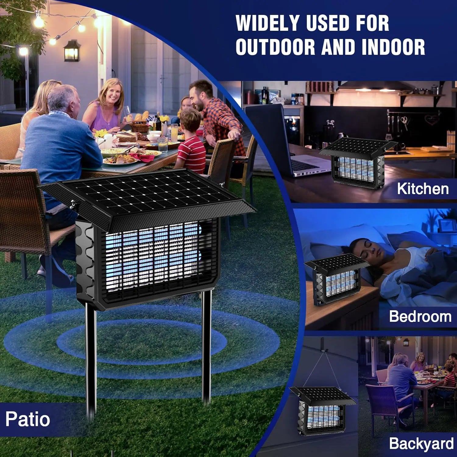 Solar Bug Zapper Outdoor Waterproof Electric 4500V Mosquito and Fly Zapper with Smart Light Sensor Rechargeable Solar Powered Trap for Patio, Backyard, Garden, Camping, and Indoor Us