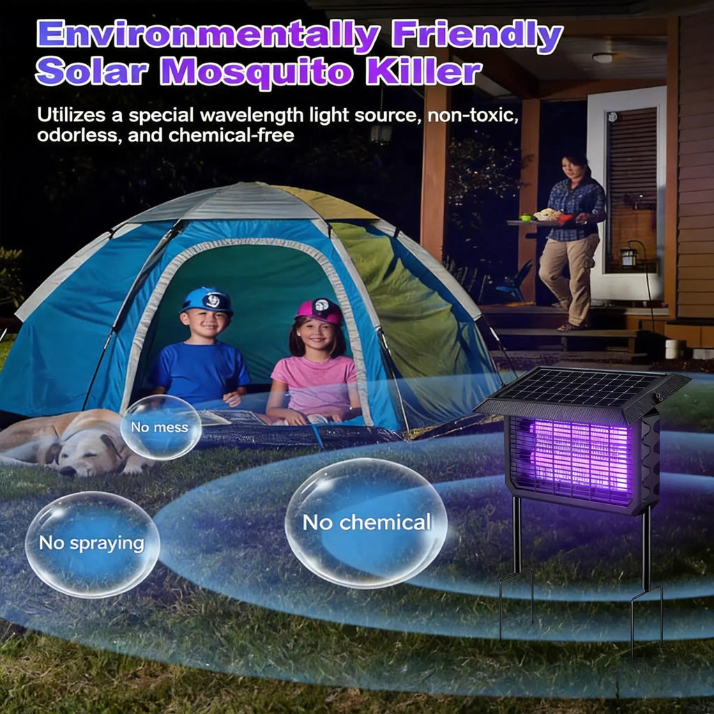 Solar Bug Zapper Outdoor Waterproof Electric 4500V Mosquito and Fly Zapper with Smart Light Sensor Rechargeable Solar Powered Trap for Patio, Backyard, Garden, Camping, and Indoor Us
