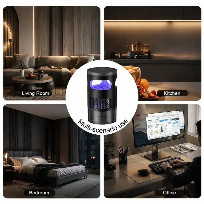 【Summervibes】Indoor Insect Trap - Effective Suction & UV Light Catcher for Mosquitoes, Fruit Flies, Gnats & Moths - Quiet & Non-Zapper for Home