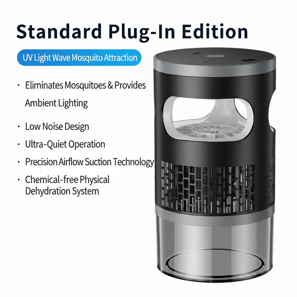 【Summervibes】Indoor Insect Trap - Effective Suction & UV Light Catcher for Mosquitoes, Fruit Flies, Gnats & Moths - Quiet & Non-Zapper for Home