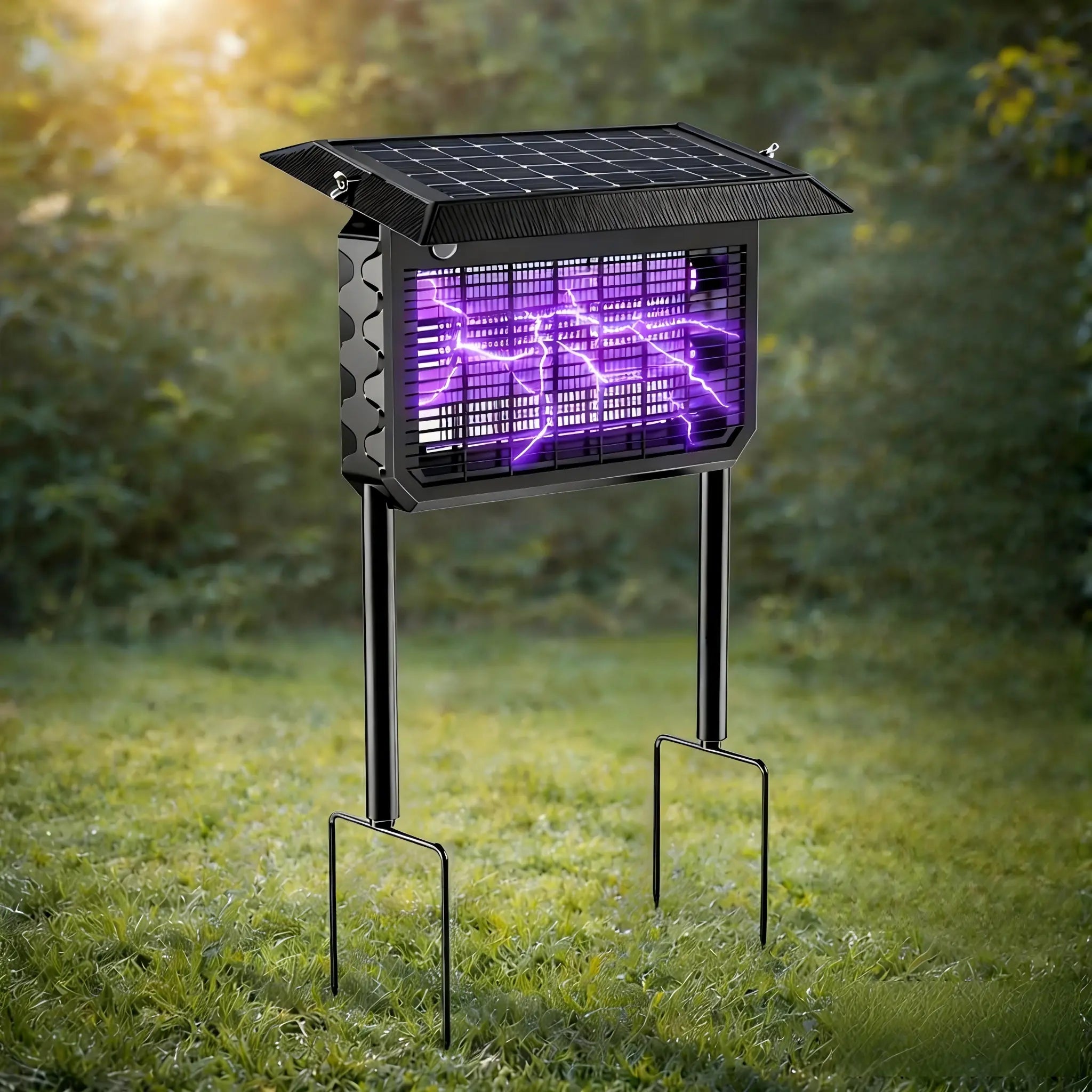 Solar Bug Zapper Outdoor Waterproof Electric 4500V Mosquito and Fly Zapper with Smart Light Sensor Rechargeable Solar Powered Trap for Patio, Backyard, Garden, Camping, and Indoor Us