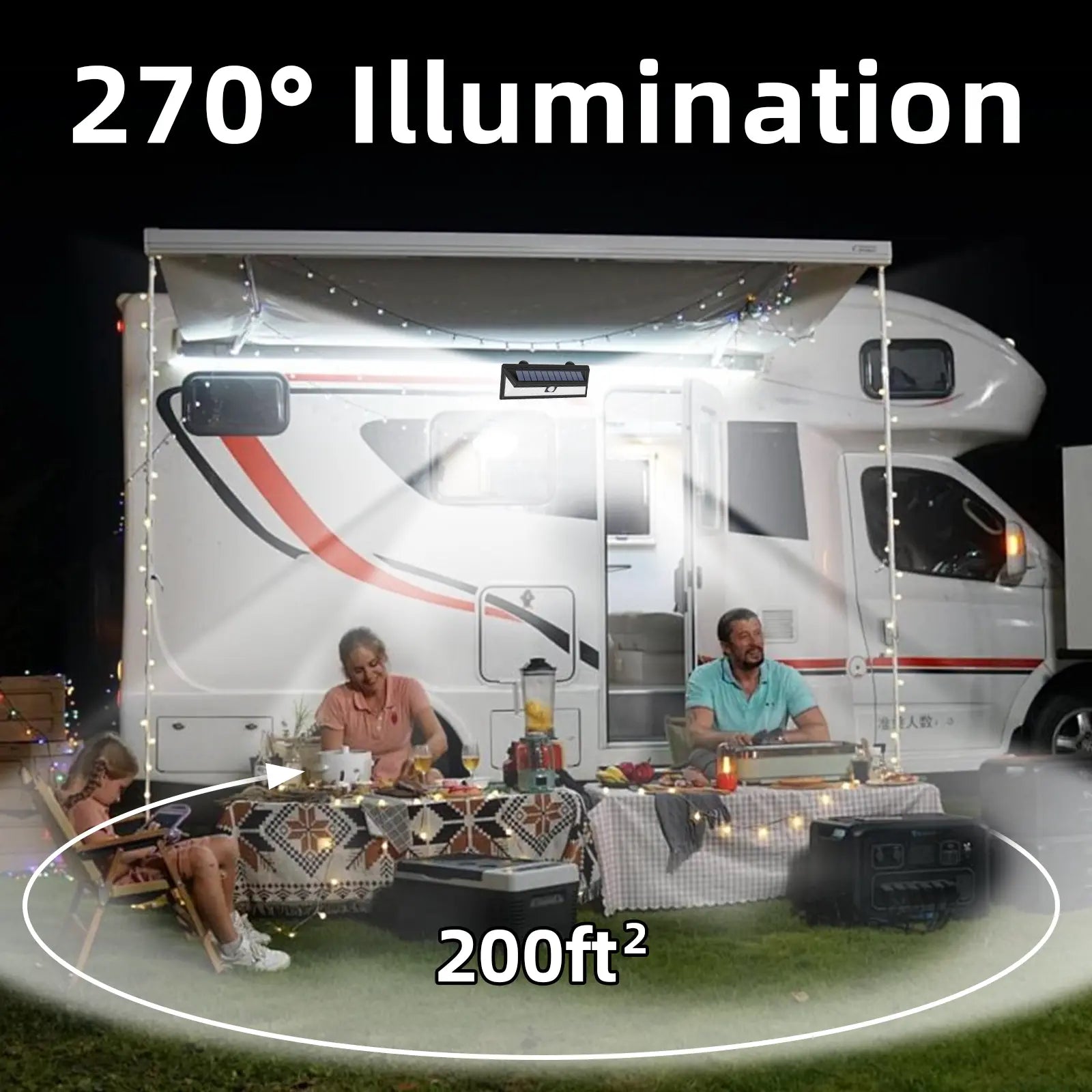 RV Magnetic Solar Lights Outdoor with Remote – 3 Lighting Modes Magnetic Motion Light Outdoor, Waterproof RV Solar Lights, for RV, Camper, Trailer, Garage Exterior Lighting